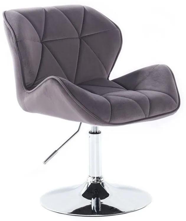 LuxuryForm DESIGN Stolička MILANO VELUR na striebornom tanieri - tmavo šedá