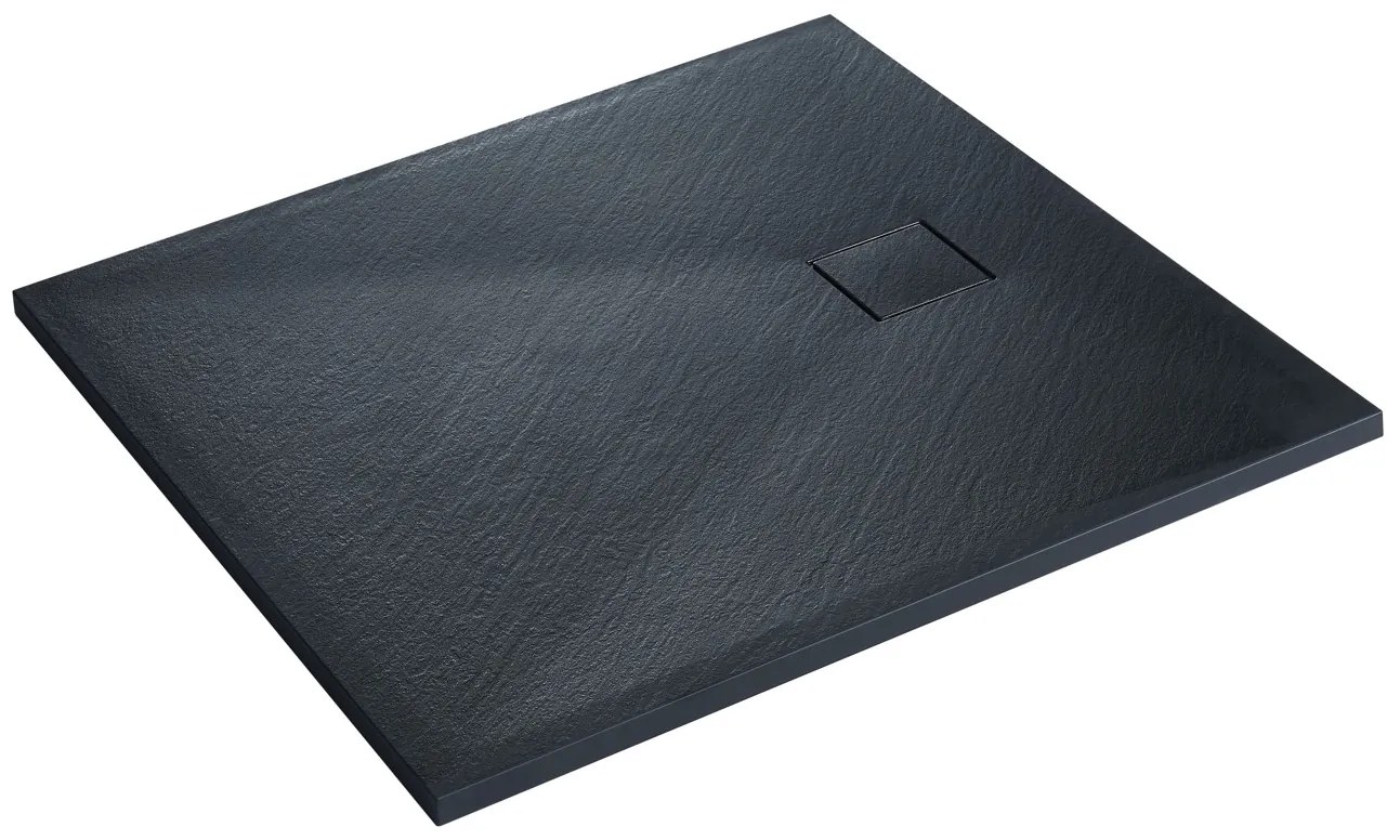 Erga Hyper, SMC sprchová vanička 100x70x2,6 cm + sifón, čierna matná, ERG-V06-SMC-7010S-BK