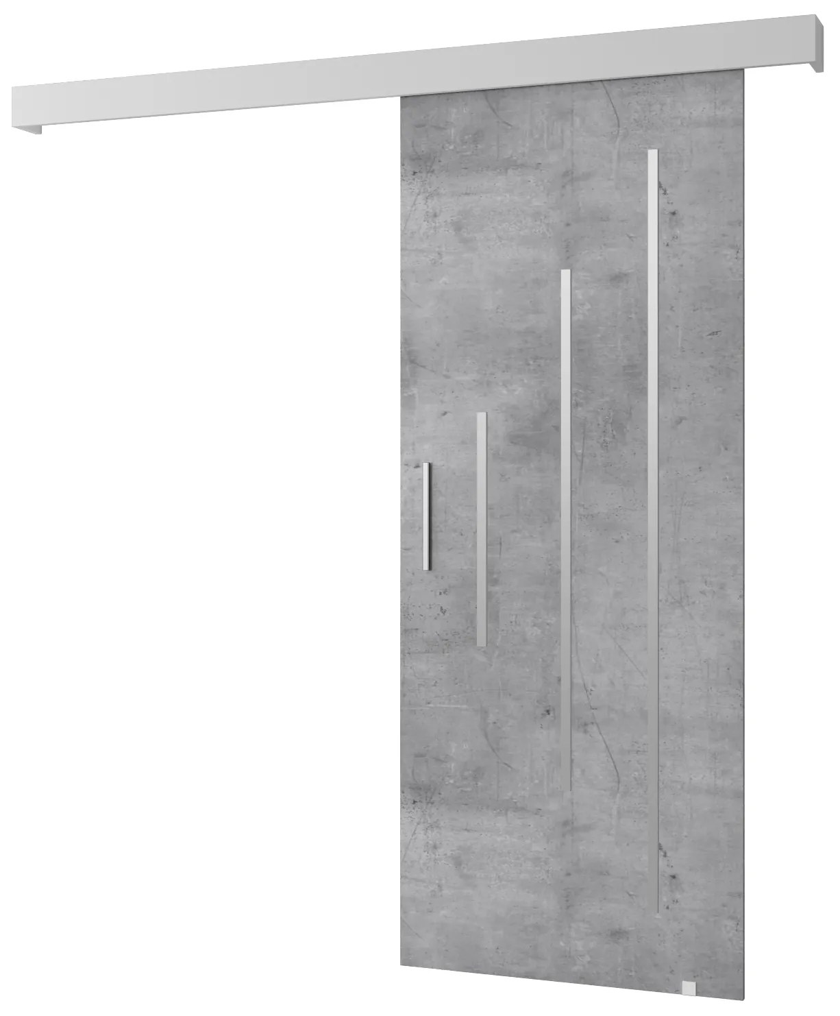 Posuvné dvere 90 cm Sharlene Y (betón + biela matná + strieborná). Akcia -6%. Vlastná spoľahlivá doprava až k Vám domov. 1044015