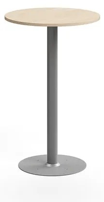 Barový stôl ALVA, Ø700x1100 mm, s kotvením do zeme, HPL, strieborná/breza