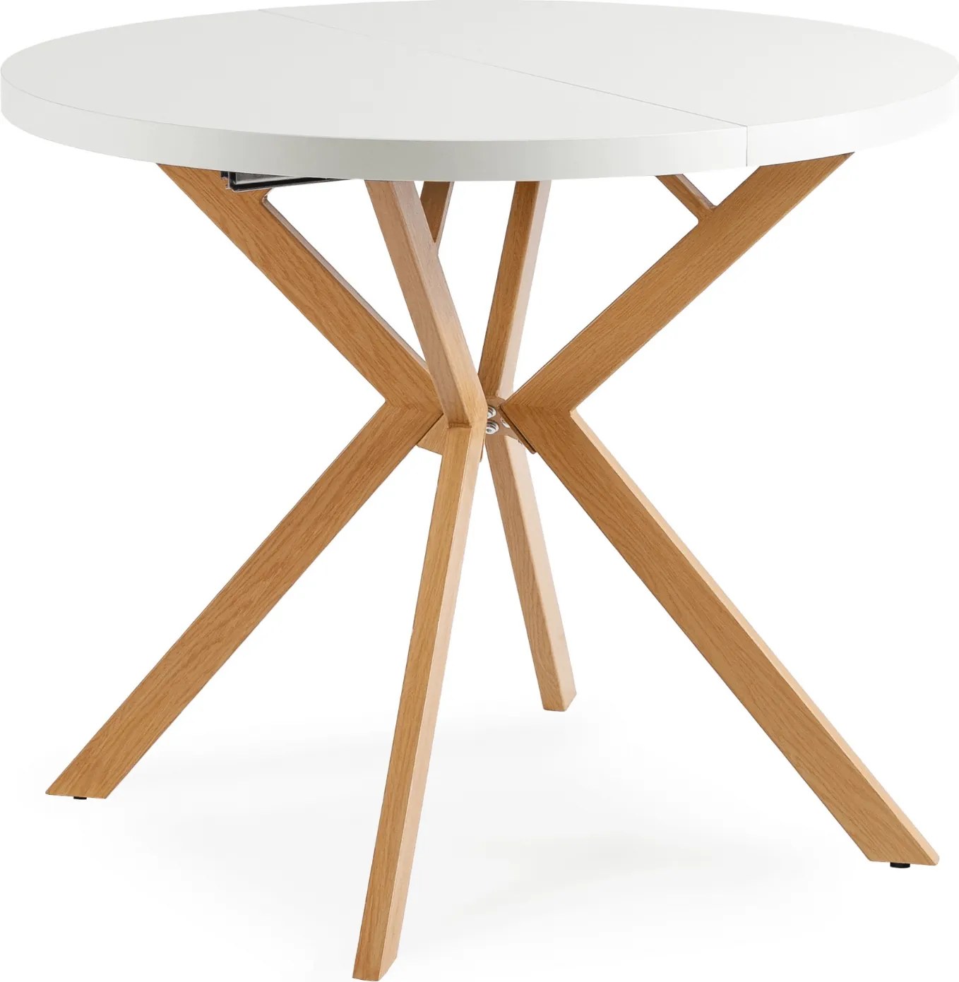 PROXIMA.store - Okrúhly rozkladací stôl LUGO FARBA: biela, FARBA NÔH: dub