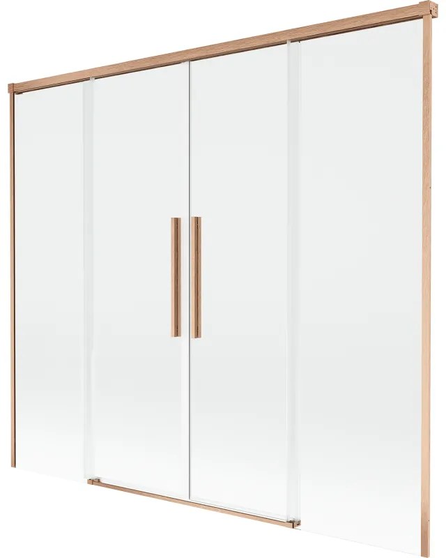 Mexen Rox, 2-krídlová posuvná vaňová zástena 170 x 150 cm, 8mm číre sklo, medený matný profil, 8C9-170-002-65-00