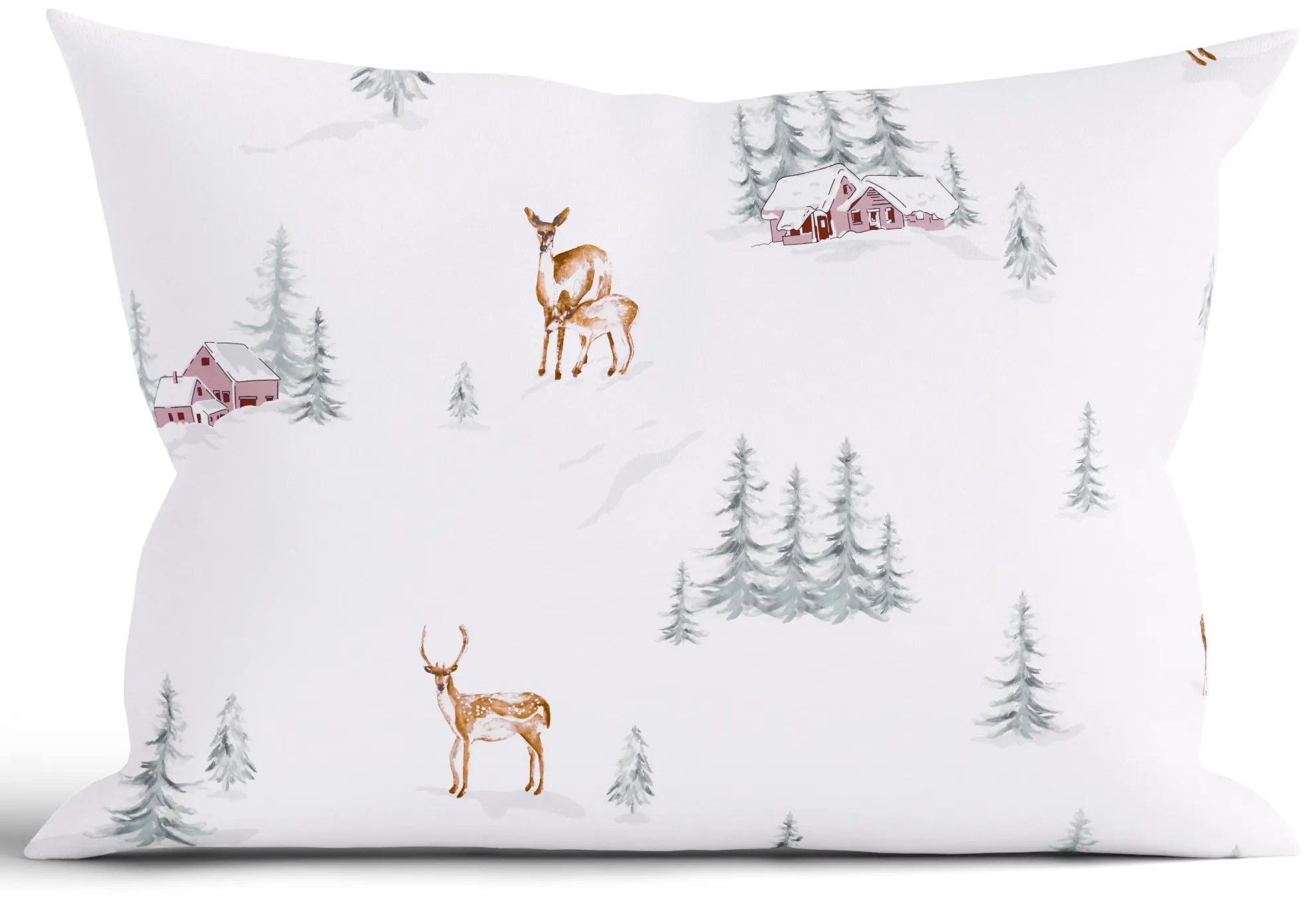 Vianočná bavlnená obliečka na vankúš Renforcé 50 × 70 cm - Zimný les