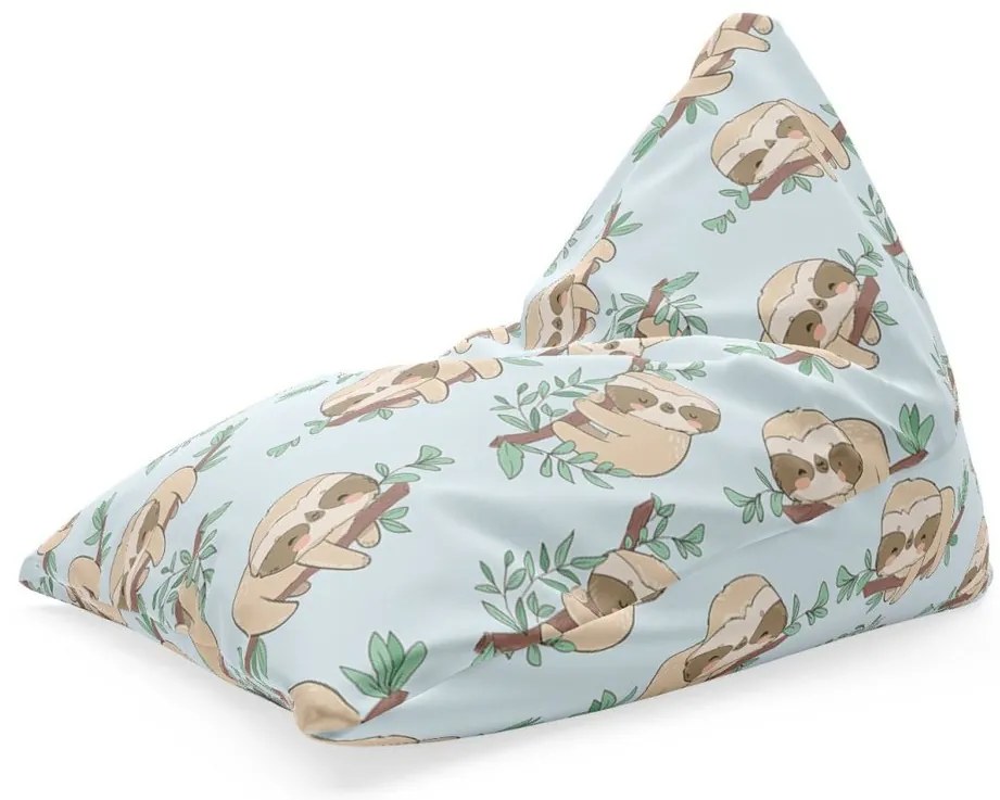 Sedací vak Triangl lenochody na vetve, modrá / béžová