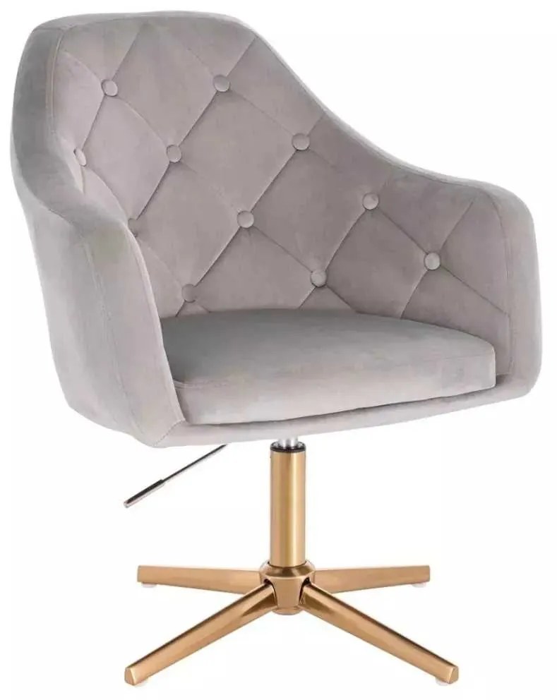 LuxuryForm DESIGN Kreslo ANDORA VELUR na zlatom kríži - svetlo šedé