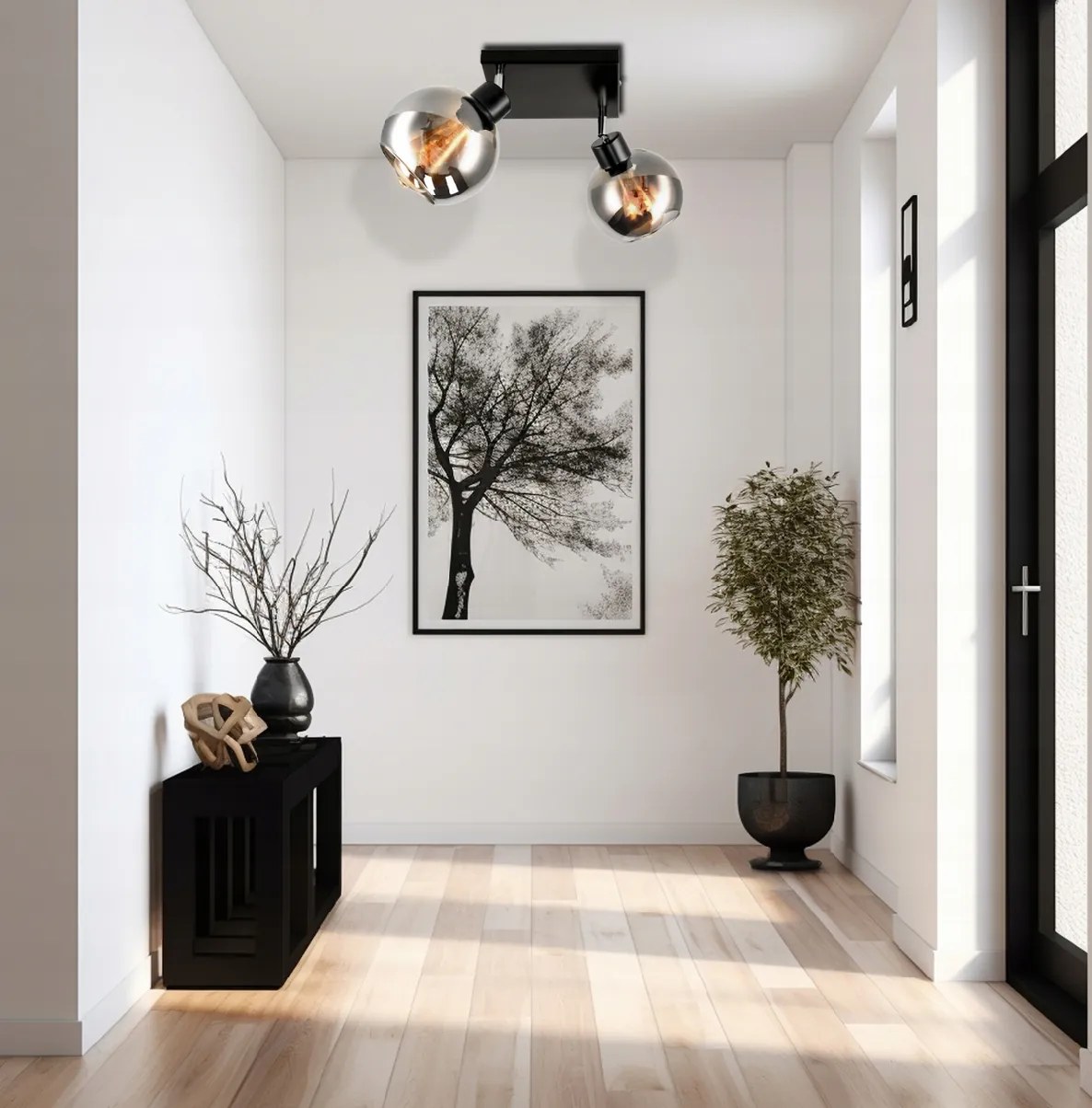 BERGE Sklenená LED stropná lampa 2xE27 - dymová guľa
