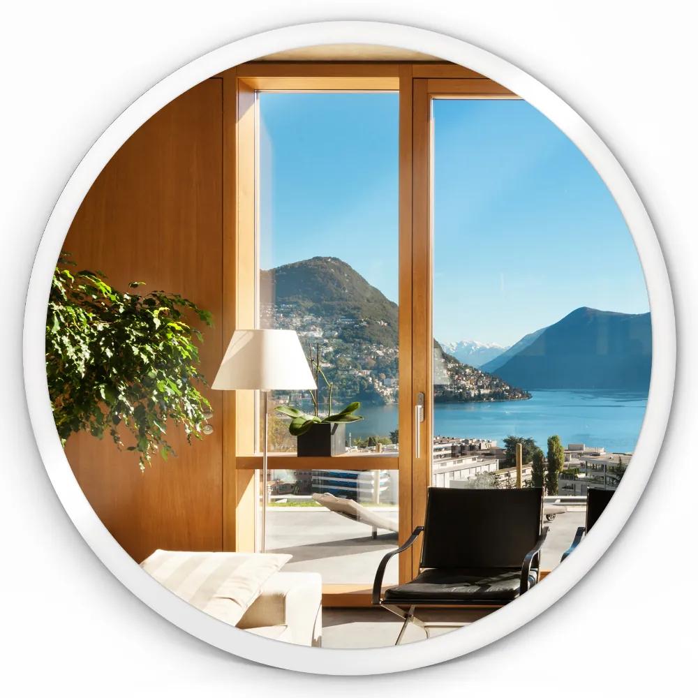 Okrúhle zrkadlo do spálne biely rám fi 80 cm Okrúhle zrkadlo do spálne biely rám fi 80 cm