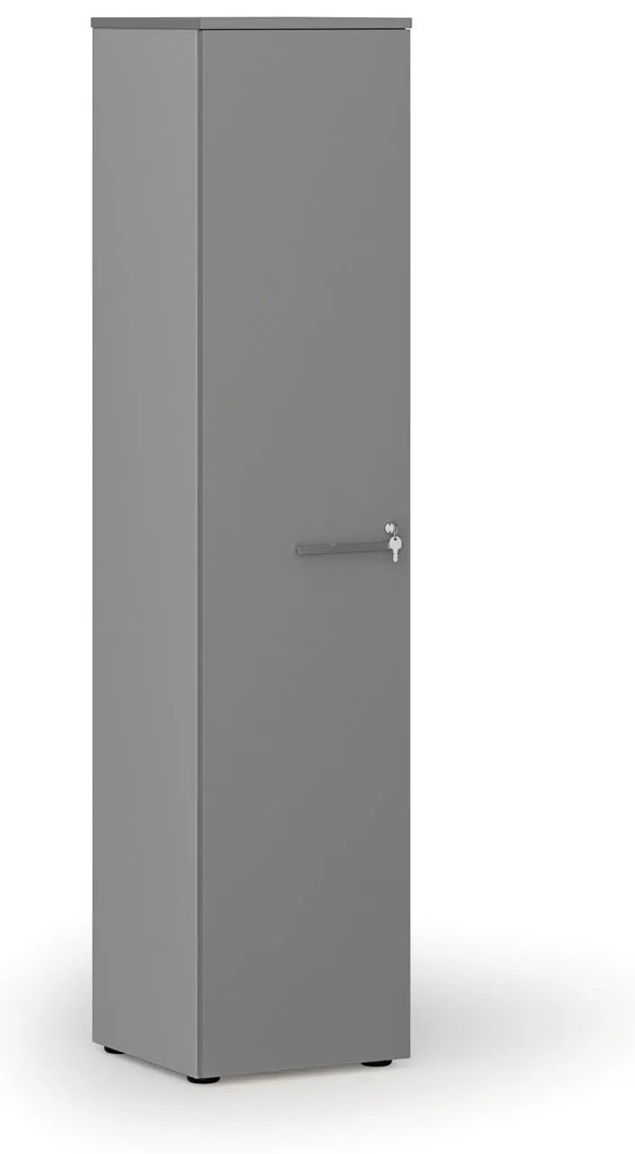 Úzka kancelárska skriňa PRIMO GRAY, 400 x 420 x 1781 mm, sivá/grafit