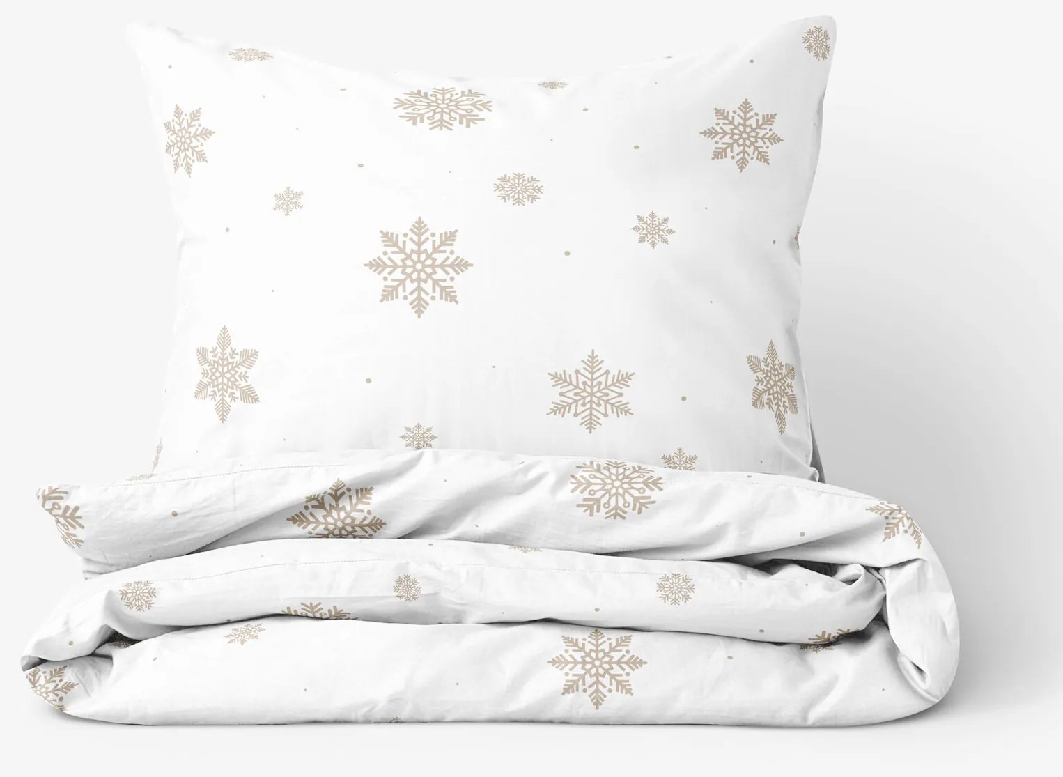 Goldea vianočné bavlnené posteľné obliečky - snehové vločky na bielej 140 x 200 a 70 x 90 cm