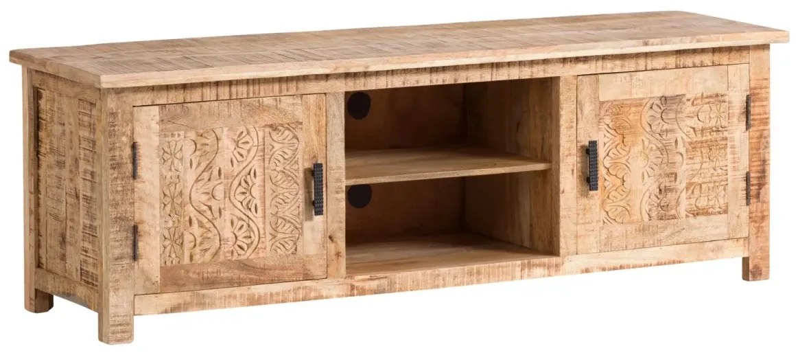 furniture-nabytek.cz - Masívny TV stolík Bombay z mangového dreva, lakovaný, hnedý – 150×42×50 cm