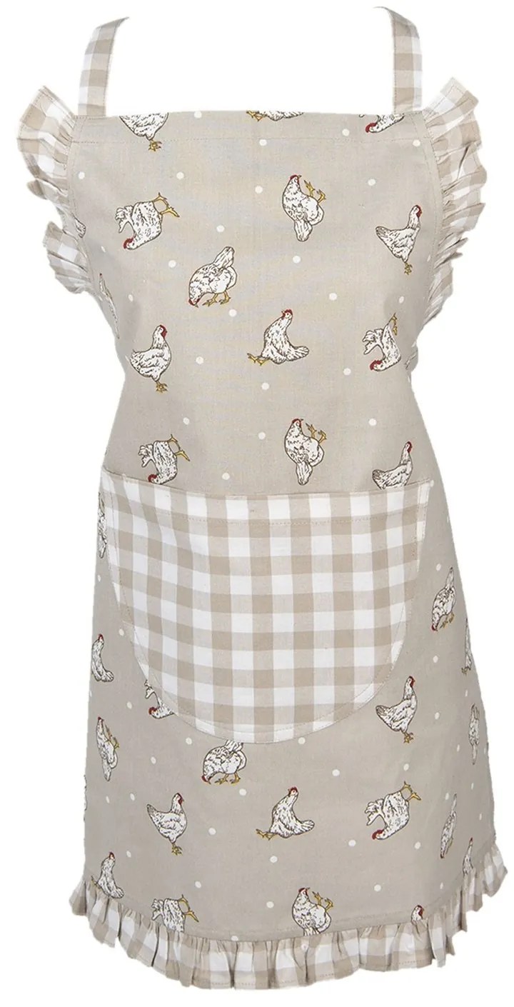 Dětská béžová zástěra Lucky Chicken - 48*56cm