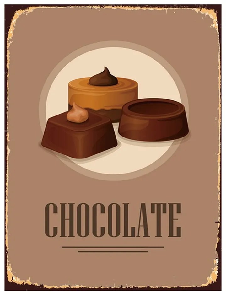 Hnedá nástenná kovová ceduľa Chocolate - 25*1*33 cm Hnedá nástenná kovová ceduľa Chocolate - 25*1*33 cm