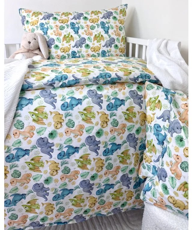 INTERMEDIC SK Obliečka do postieľky Dino 90x130/45x65 cm – 100 % bavlna, zapínanie na zips