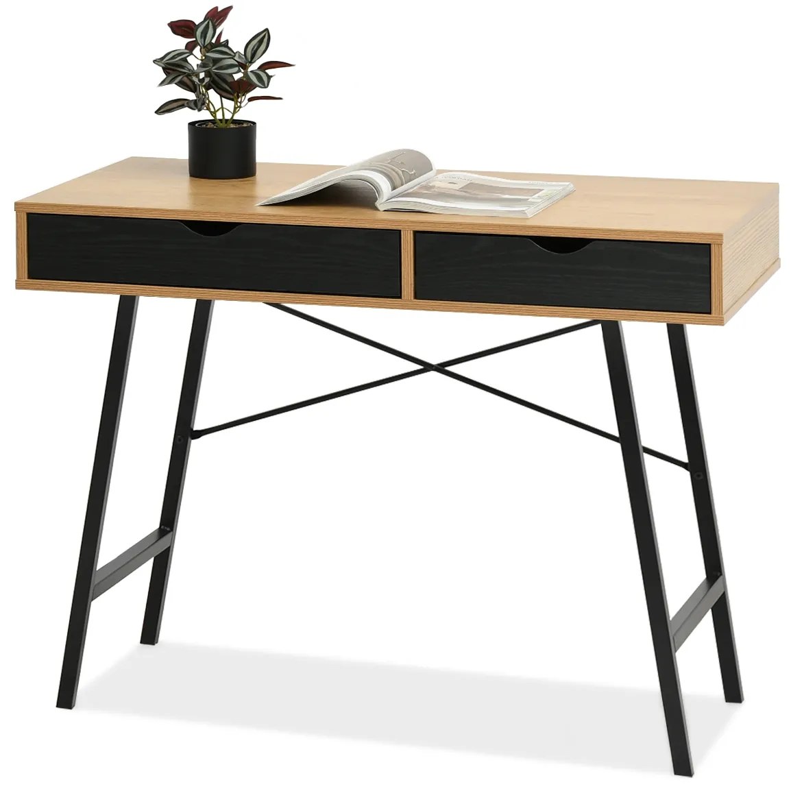 PC stolík Fallon (dub čierny + čierna). Akcia -28%. Vlastná spoľahlivá doprava až k Vám domov. 1109754