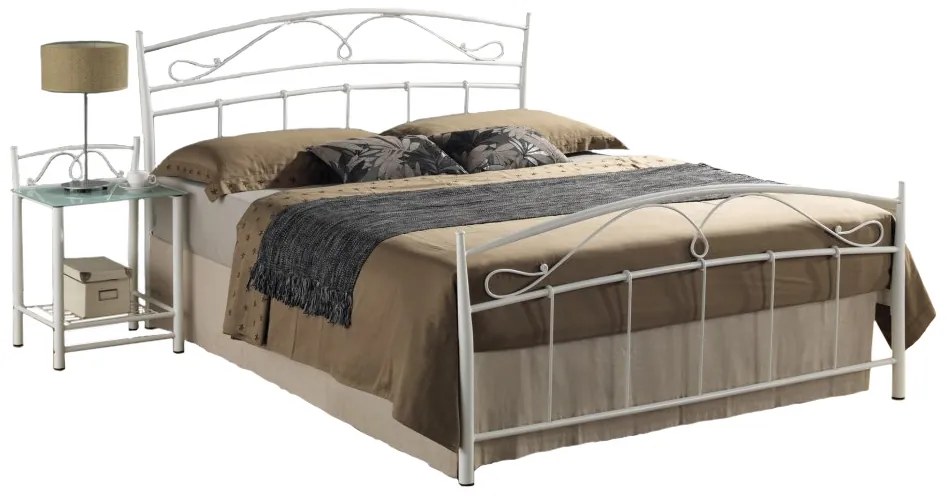 Biela kovová posteľ SIENA 140x200 cm