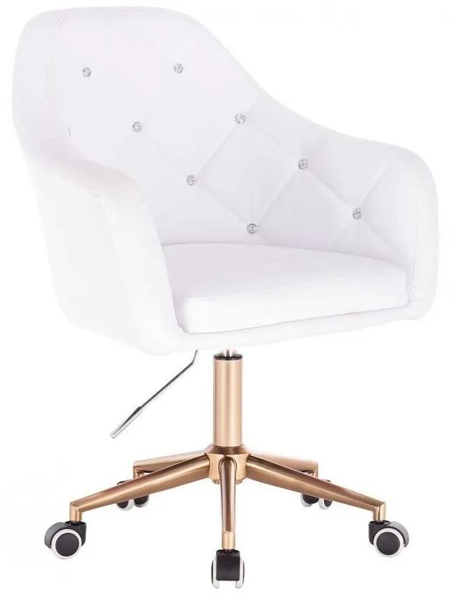 LuxuryForm DESIGN Kreslo ROMA na zlaté podstave s kolieskami - biele