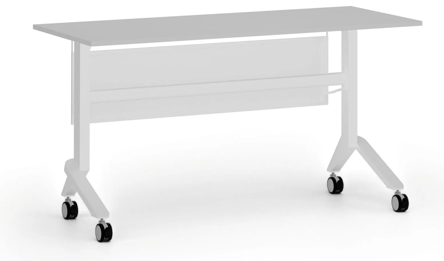 Mobilný stôl PRIMO MOVE, 140x60 cm, biela podnož, sivá