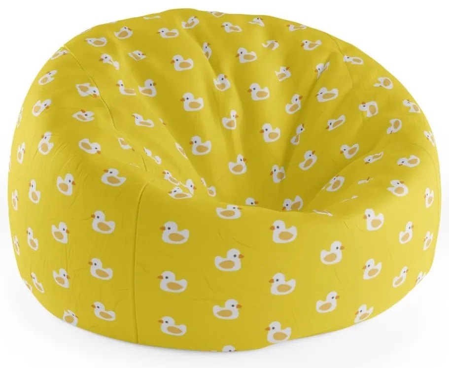 Sedací vak Cocoon biele kačičky, žltá