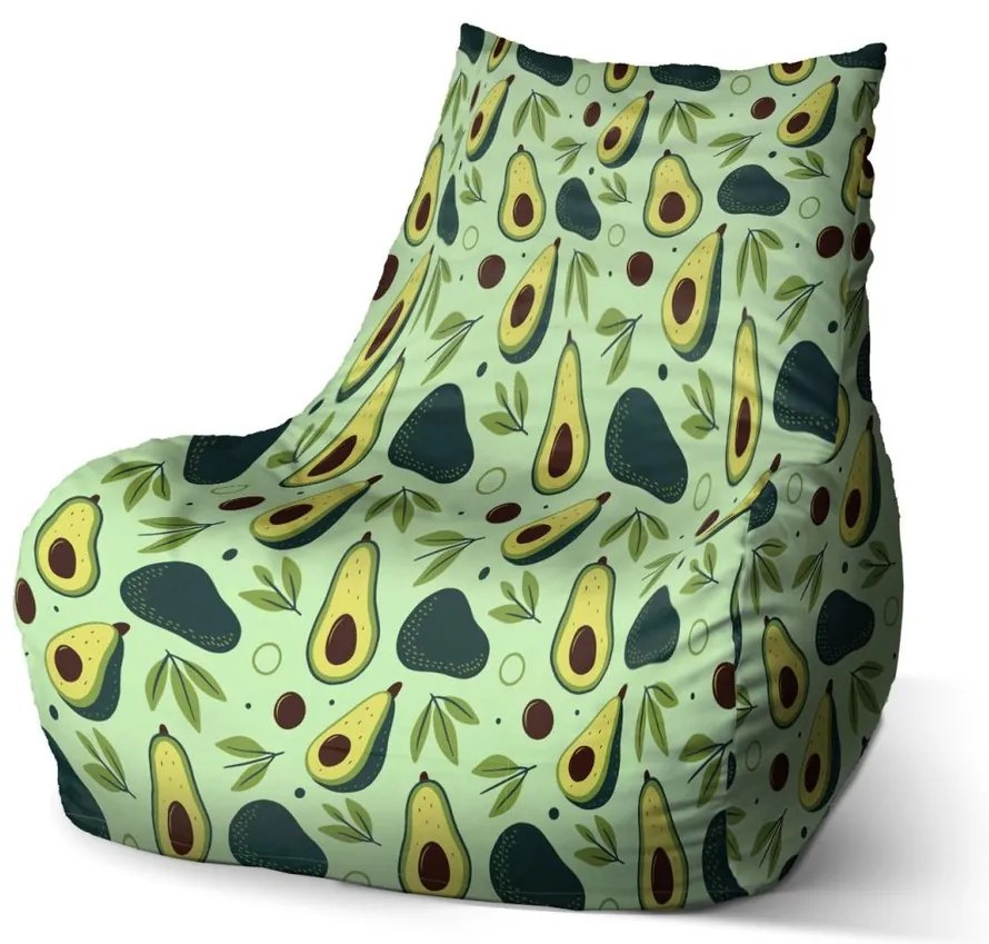 Sedací vak Bean kreslené avokádo, zelená