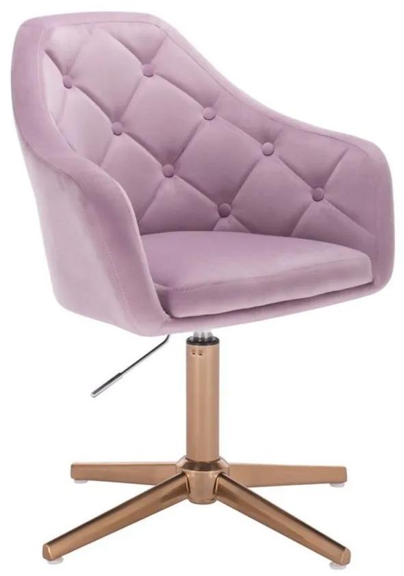 LuxuryForm DESIGN Kreslo ANDORA VELUR na zlatom kríži - levanduľa