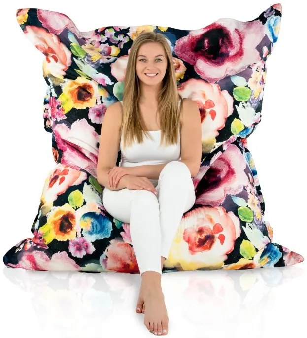 Ozdobný kvetinový sedací vak XL/XXL – pohodlný vankúš na ležanie s krásnym motívom Veľkosť: XXL