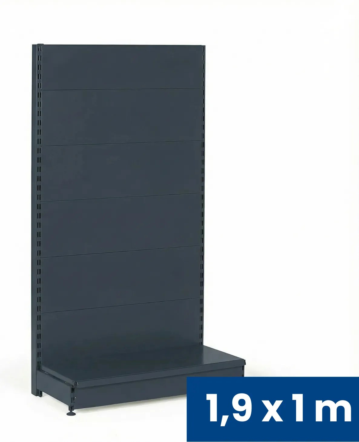 Predajný regál jednostranný, plné steny, 1900 x 1000 x 450 mm, základný, antracit