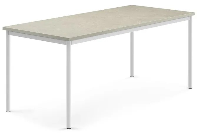 Stôl SONITUS, 1800x800x720 mm, linoleum - svetlošedá, biela