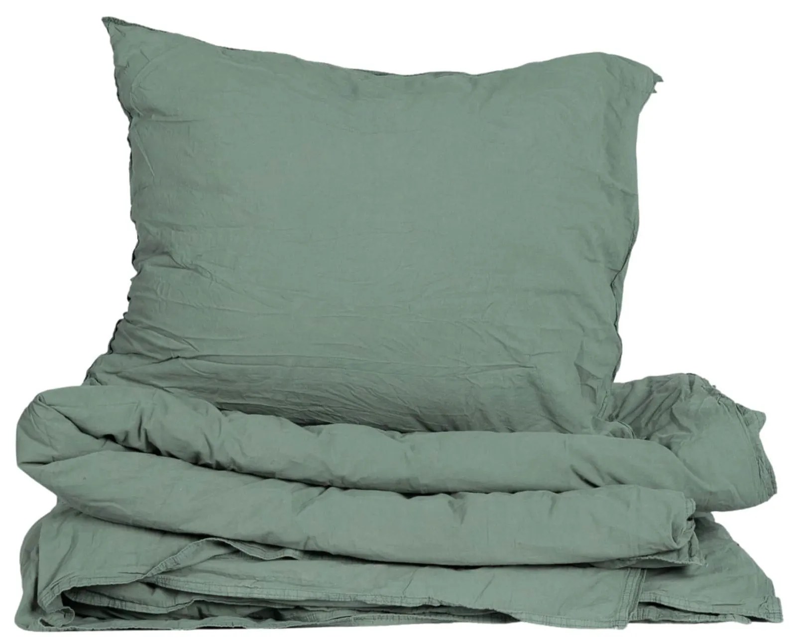 Storefactory Povlečení z organické bavlny Crinkle Mineral Green 150 × 210 cm