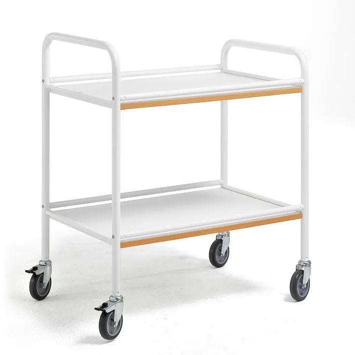 Policový gastro vozík BERTA, 2 police, 760x520 mm, biely