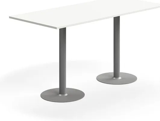 Barový stôl ALVA, 1800x800x900 mm, HPL, strieborná/biela