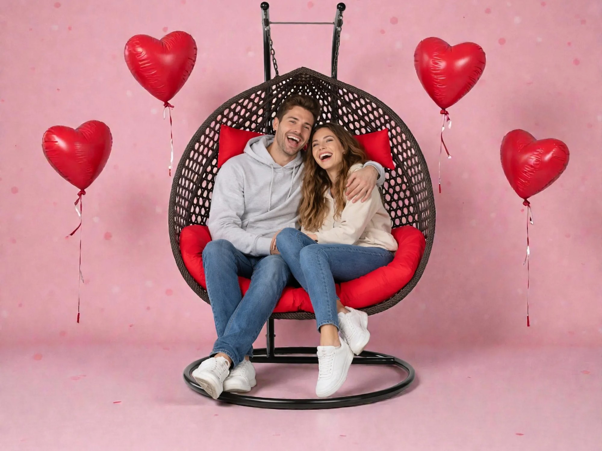 Závesné hojdacie dvojkreslo VALENCIA - čierno červené