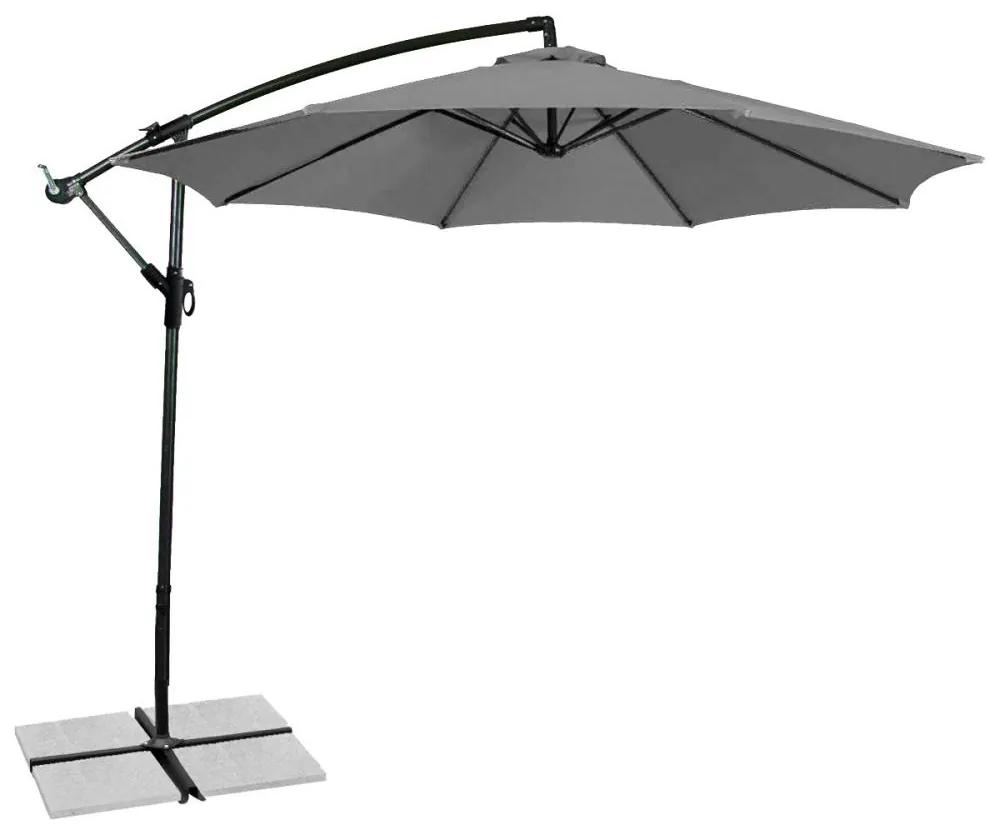 Veľký polohovateľný slnečník AVENBERG SUNNY 300, priemer 3M, sivá