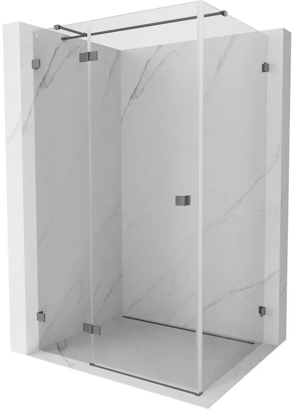 Mexen Lunar T, sklápací sprchový kút ľavý 135 x 90 cm, 8mm číre sklo, grafitový profil, 834T-135-090-95-00-L