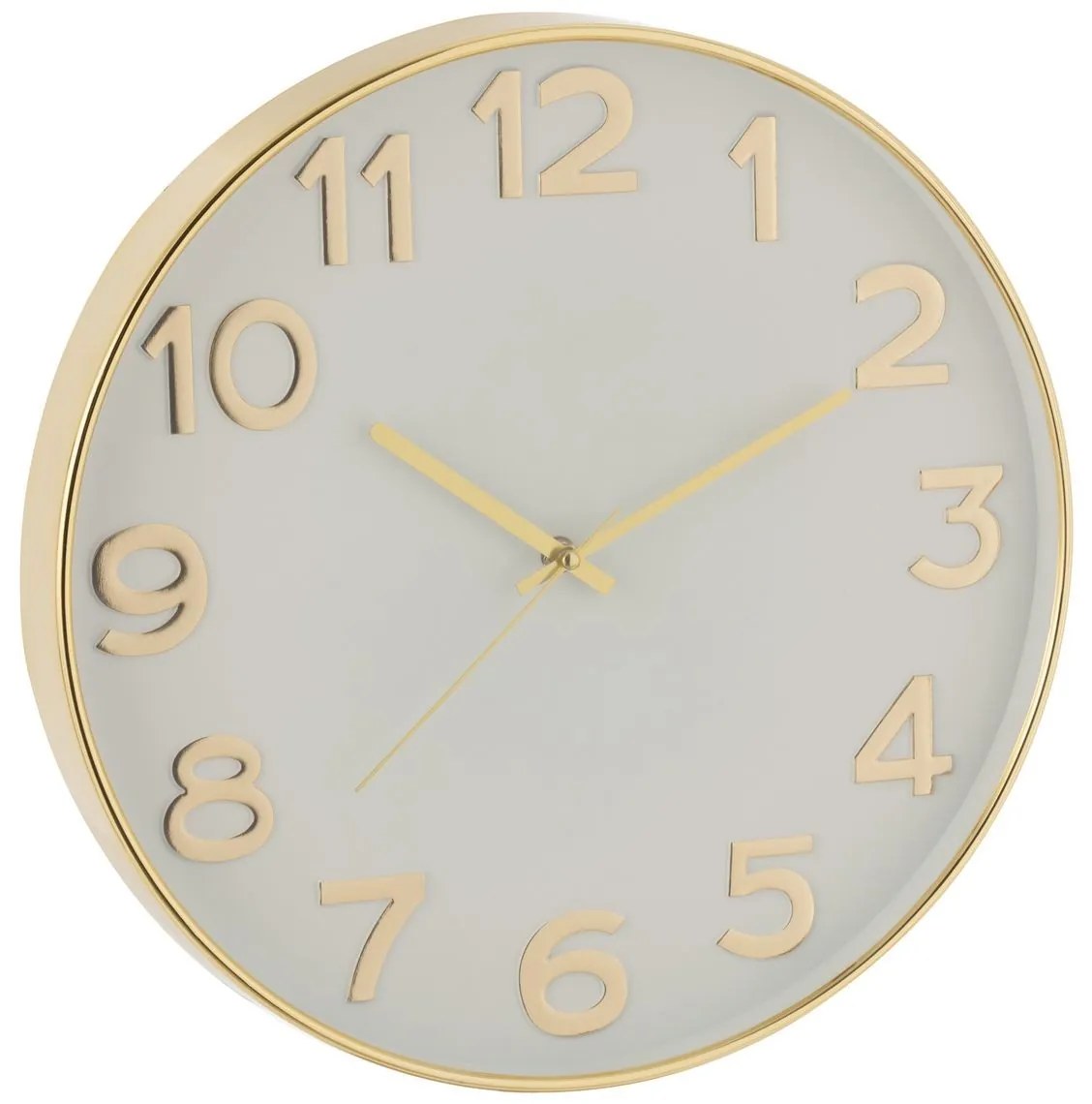 Bielo-zlaté plastové hodiny so zlatými číslami Damio - Ø 39*4cm