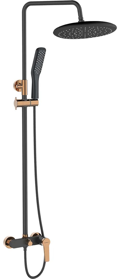 Kuchinox Alanis, sprchová súprava s ručnou a hlavovou sprchou, čierna-ružové zlato, LAV-PQI_80OB