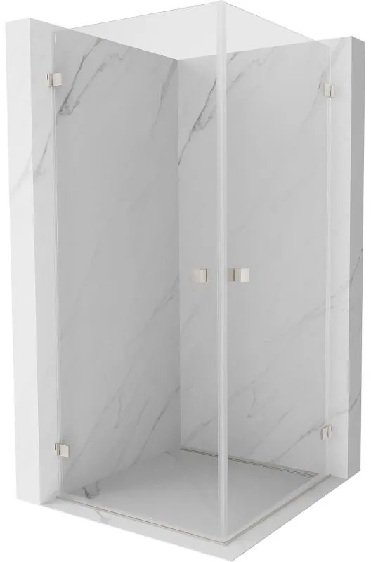 Mexen Lunar-B Duo výklopný sprchový kút 100 x 100 cm, číre sklo, brúsená oceľ, 832-100L-100P-97-00