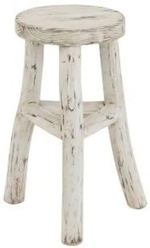 Drevená biela guľatá stolička Ibiza - Ø 26*50cm