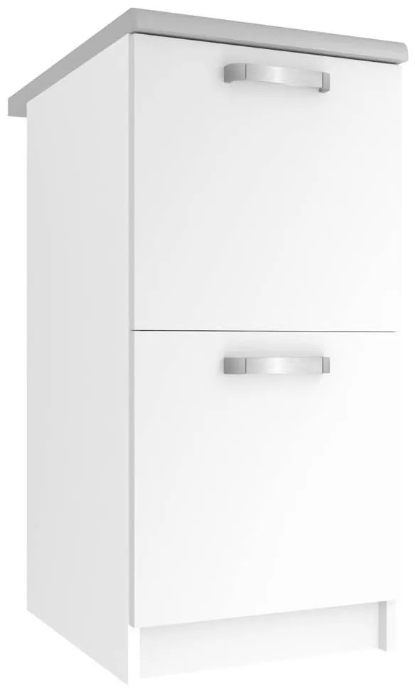Kuchynská skrinka Belini spodná so zásuvkami 40 cm biely mat s pracovnou doskou TOR SD2-40/0/WT/WT/0/U
