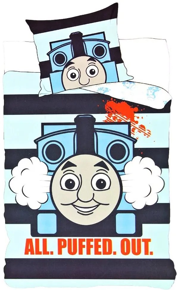 Detské posteľné obliečky Mašinka Tomáš - Lokomotíva Tomáš - 100% bavlna - 70 x 90 cm + 140 x 200 cm