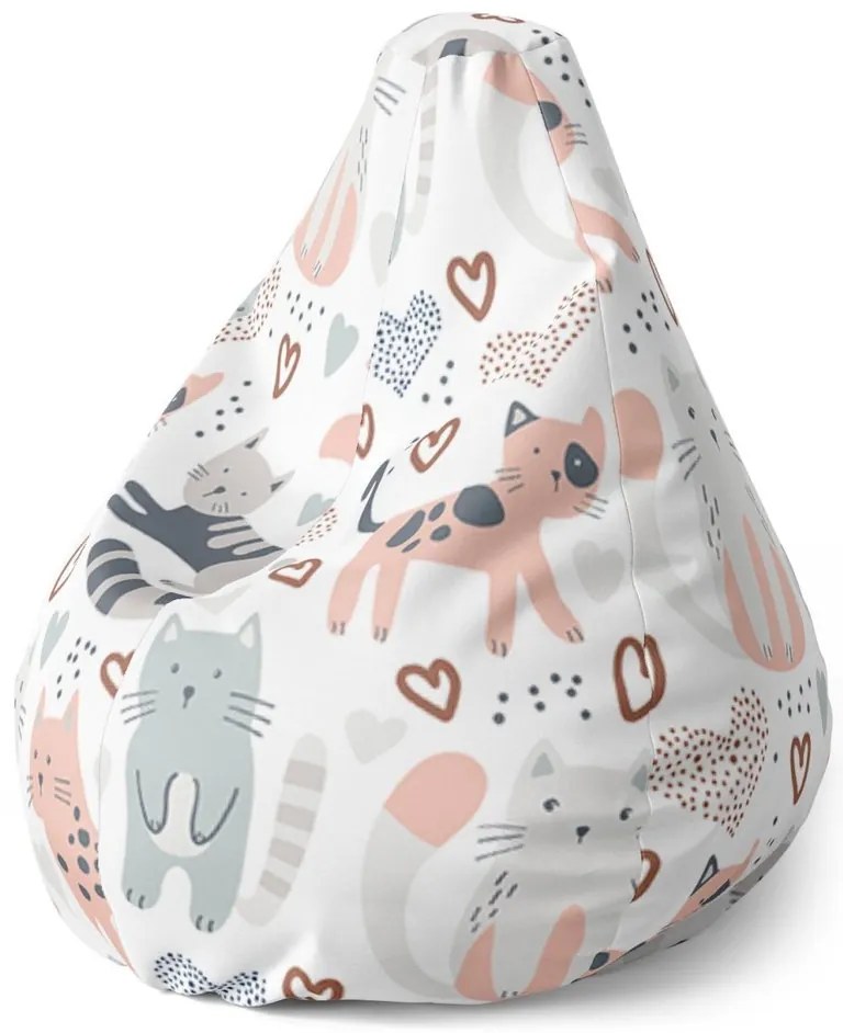 Sedací vak Pear maľované mačičky - detský, farebná