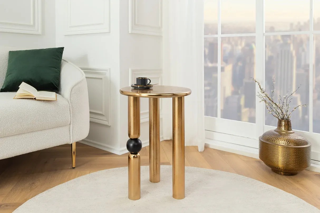 Príručný stolík ABSTRACT 55 cm s čiernou bullet gold