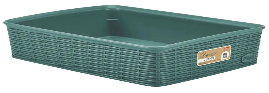 STEFANPLAST Košík Elegance L, 35,5 × 26 × 6 cm, zelenošedý