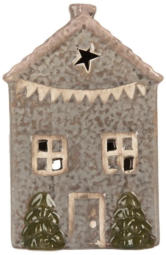 Modrý keramický domček na čajovú sviečku Lamont - 10*8*15 cm