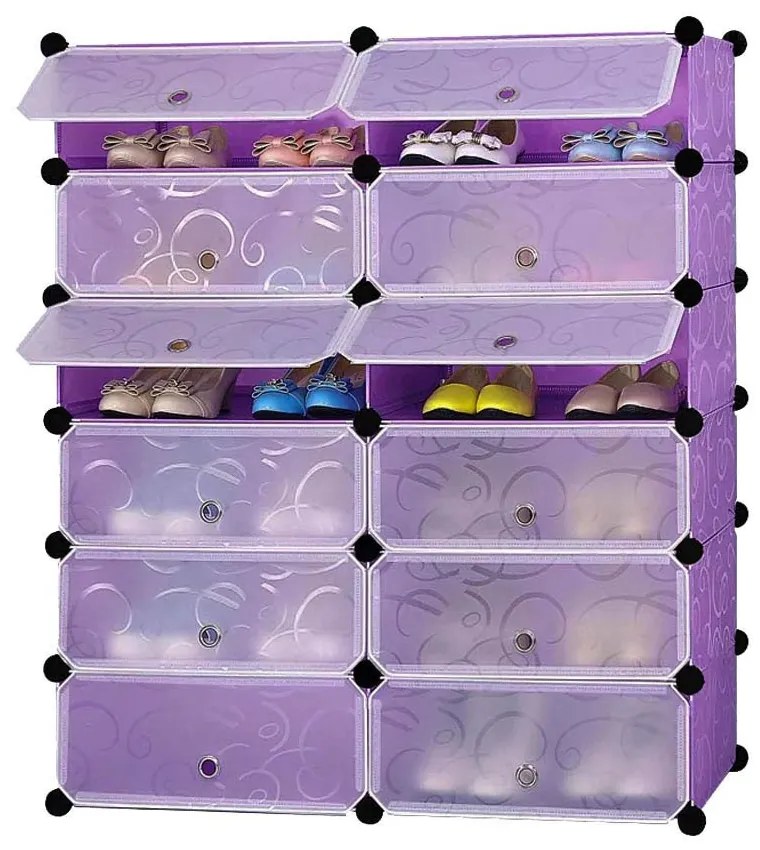 Botníkový organizér z plastu, rôzne farby- fialový