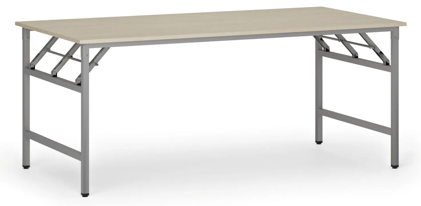 Konferenčný stôl FAST READY, 180x90 cm, sivostrieborná podnož, breza