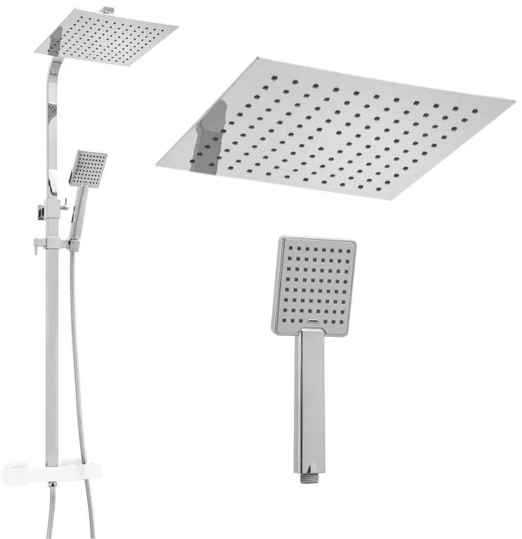 Sprchová tyč TAYLOR s ručnou a dažďovou sprchou - 25x25 cm - chrómová