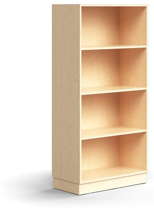 Knižnica QBUS, 3 police, so soklom, 1636x800x400 mm, breza