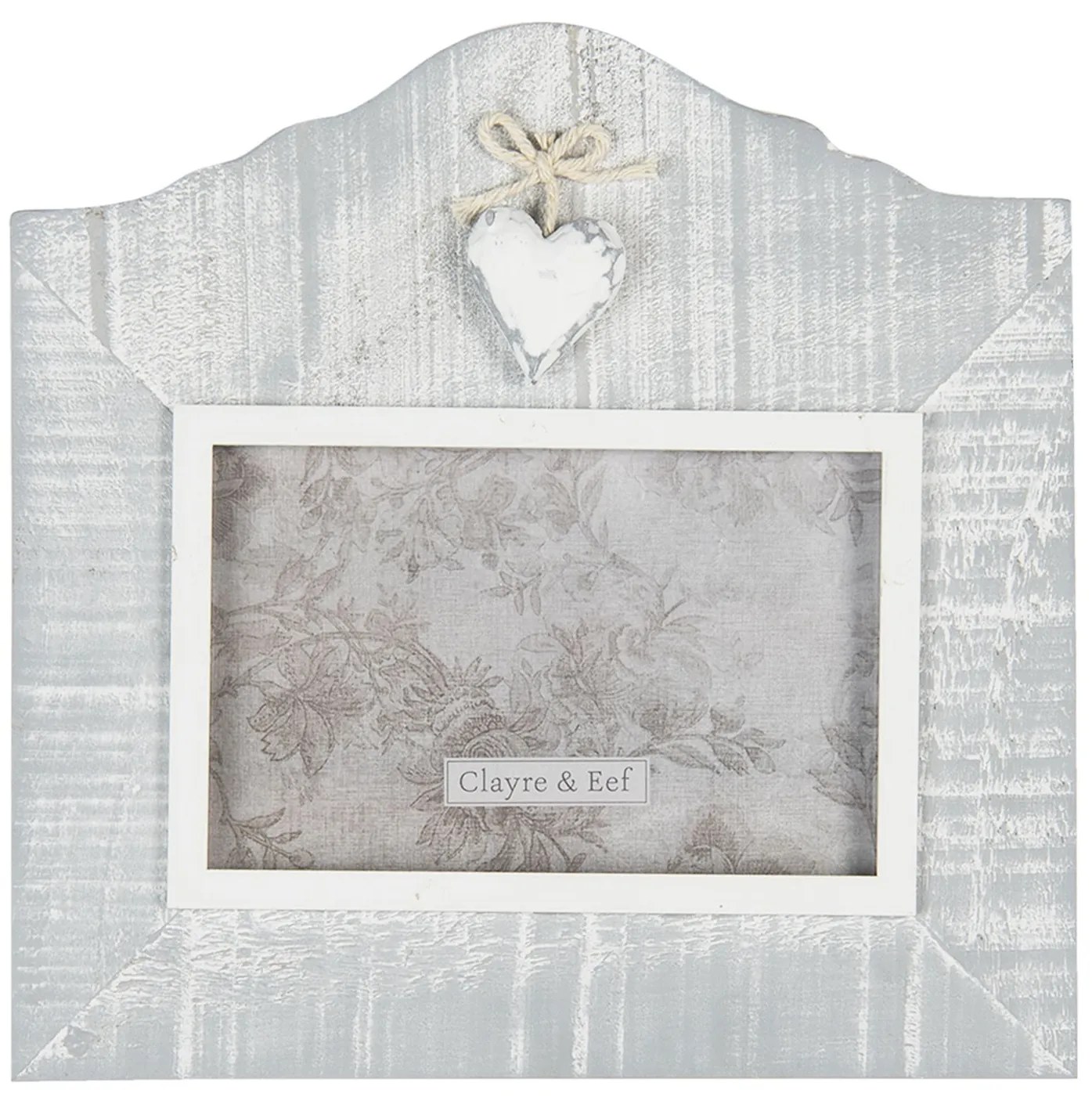 Šedivý drevený fotorámček so srdcom - 22 * ​​2 * 21 cm / 15 * 10 cm