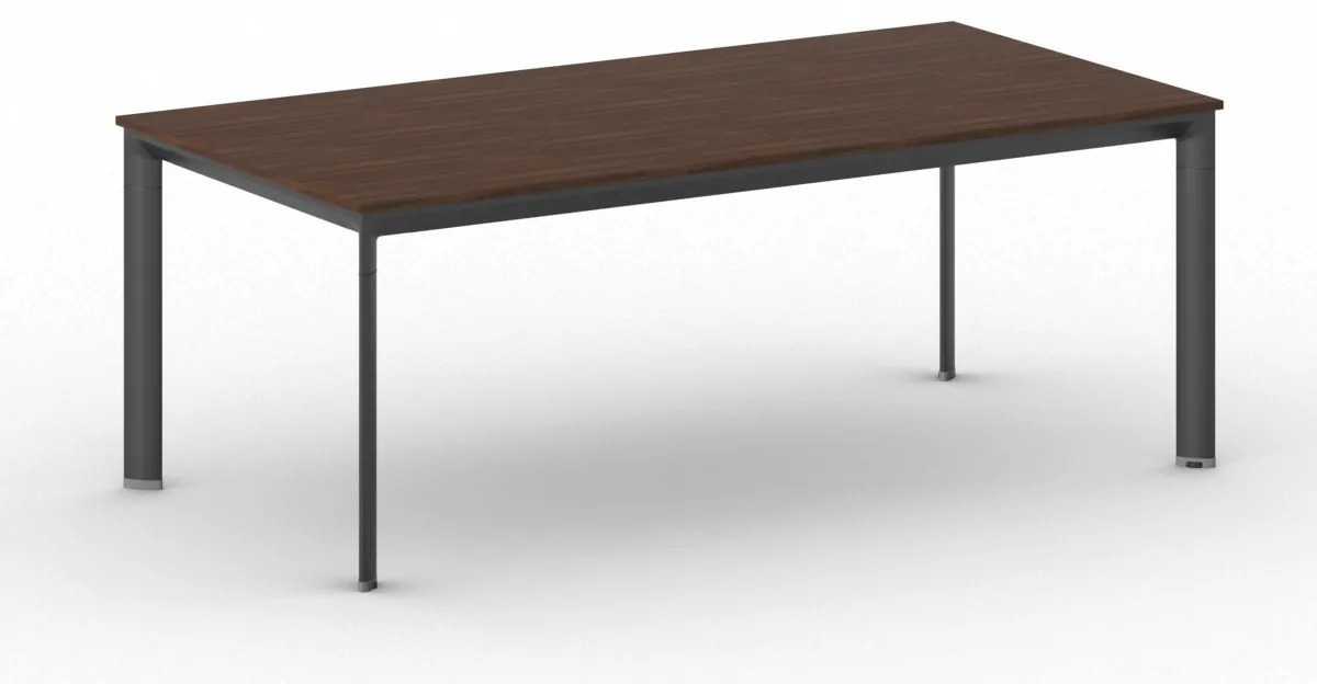 Rokovací kancelársky stôl PRIMO INVITATION, 200x100 cm, čierna podnož, orech