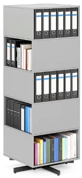 Otočný regál, 680×680×1932 mm, 10 oddielov, sivá